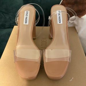 STEVE MADDEN CLEAR PLATFORM HEELS